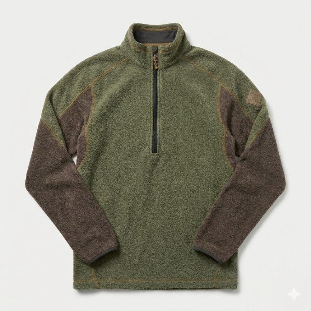 Eddie Bauer Heritage Fleece 1/4 Zip Olive Colorblock Outdoor Pullover S - Picture 1 of 4